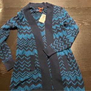 Missoni for Target Navy and Teal Patterned Knit Cardigan